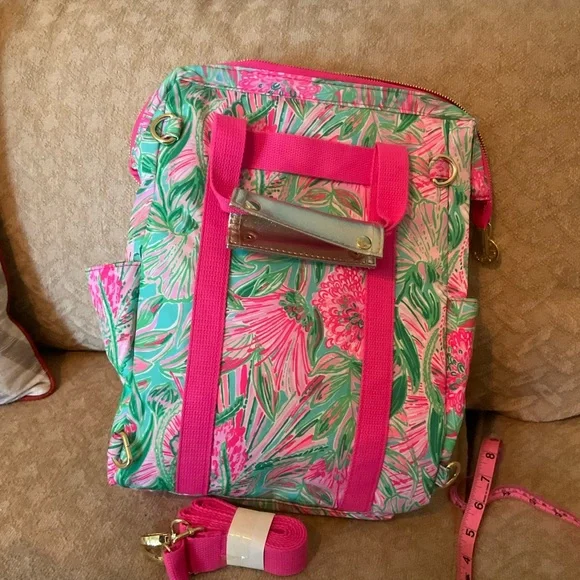 Lilly Pulitzer Floral Pink and Green Insulated Backpack Cooler - Picture 3 of 7